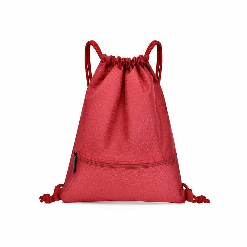 Backpack Sport Pack String Tote Gym Bag Cinch Sack School Drawstring Capacity - Red